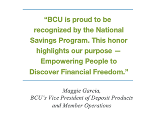BCU Awarded Designation of Savings Excellence