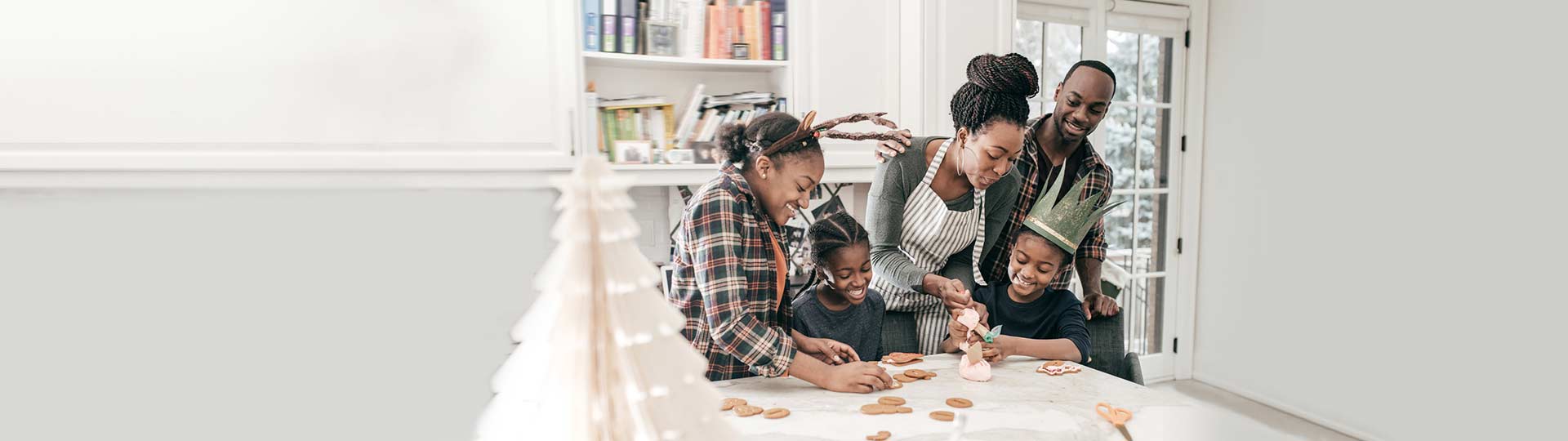 happy family baking cookies together
