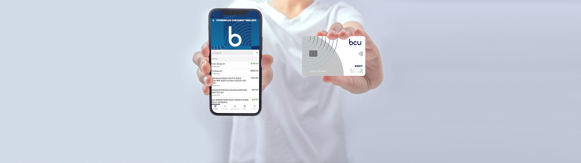 smart phone and debit card